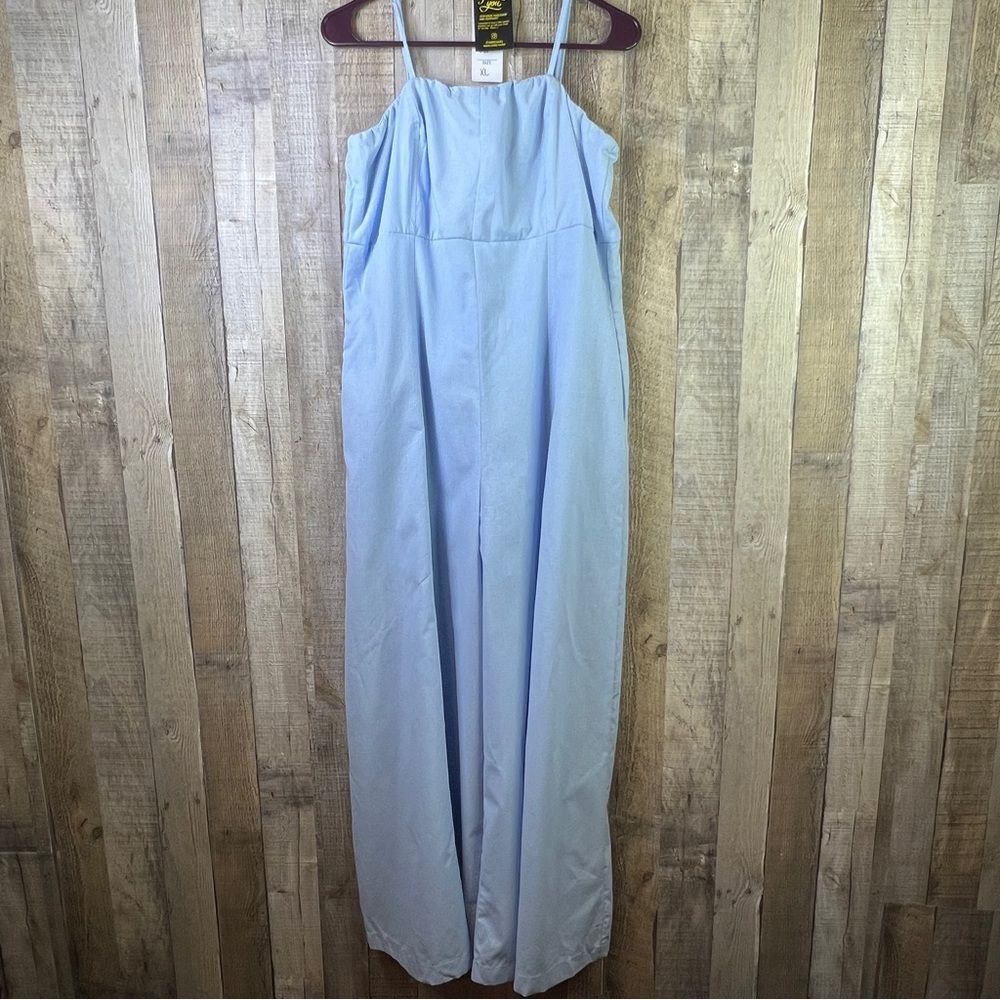 OOTD Rocks XL Light Blue Capri Wide Leg Sleeveless Jumpsuit Adjustable S…